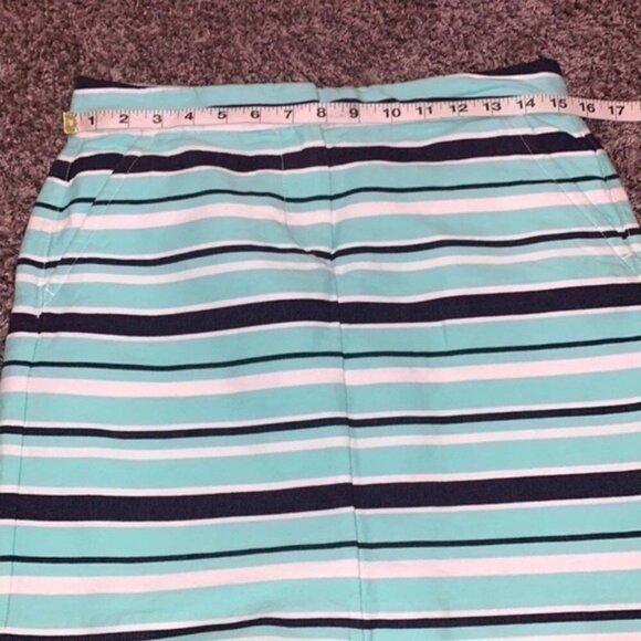 Skirt Blue White Career Casual Summer Cute Tommy Hilfiger sz 0 teal slit pockets - Picture 2 of 2